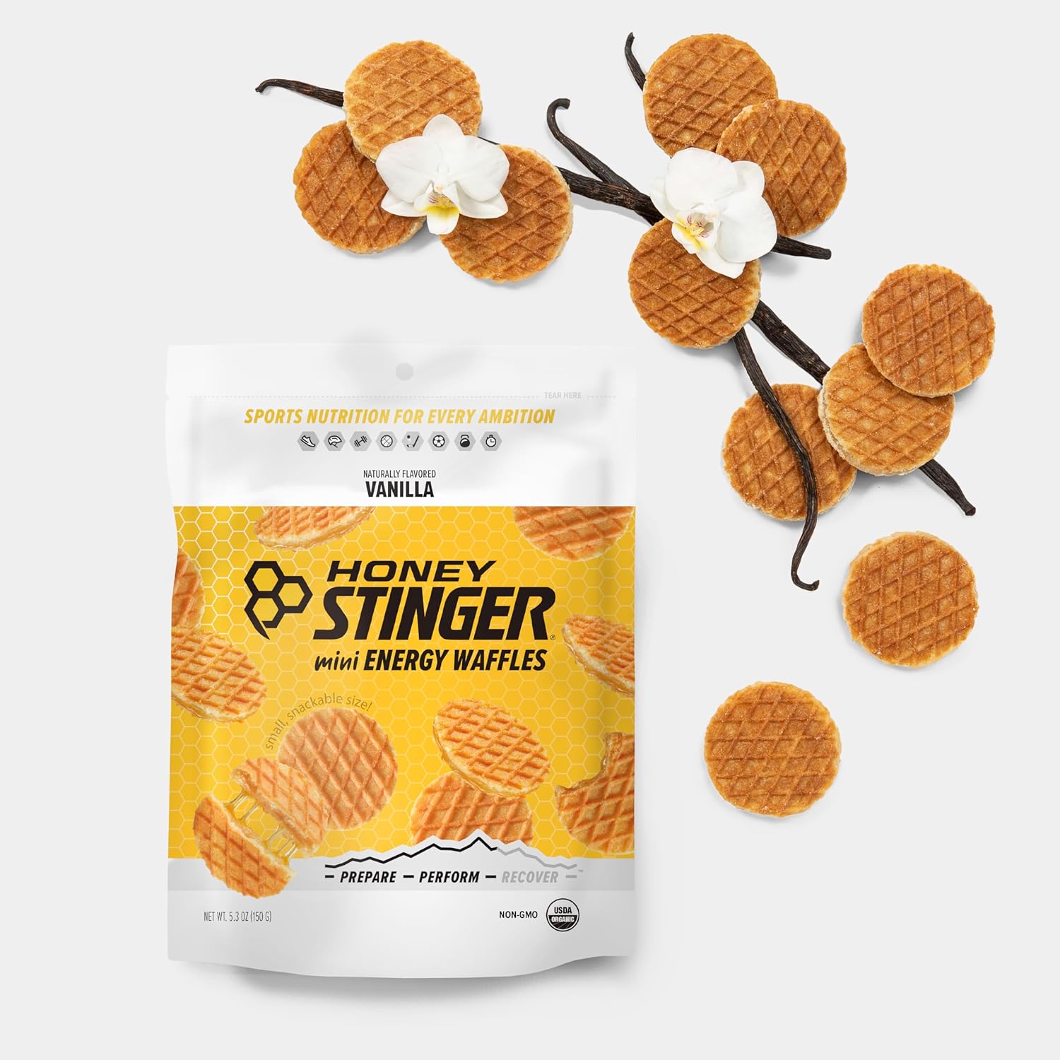 Honey Stinger Organic Mini Vanilla Waffles | Energy Stroopwafel for Exercise, Endurance and Performance | Sports Nutrition for Home & Gym, Pre and Post Workout | 1 Bag, 5.3 Ounce : Grocery & Gourmet Food