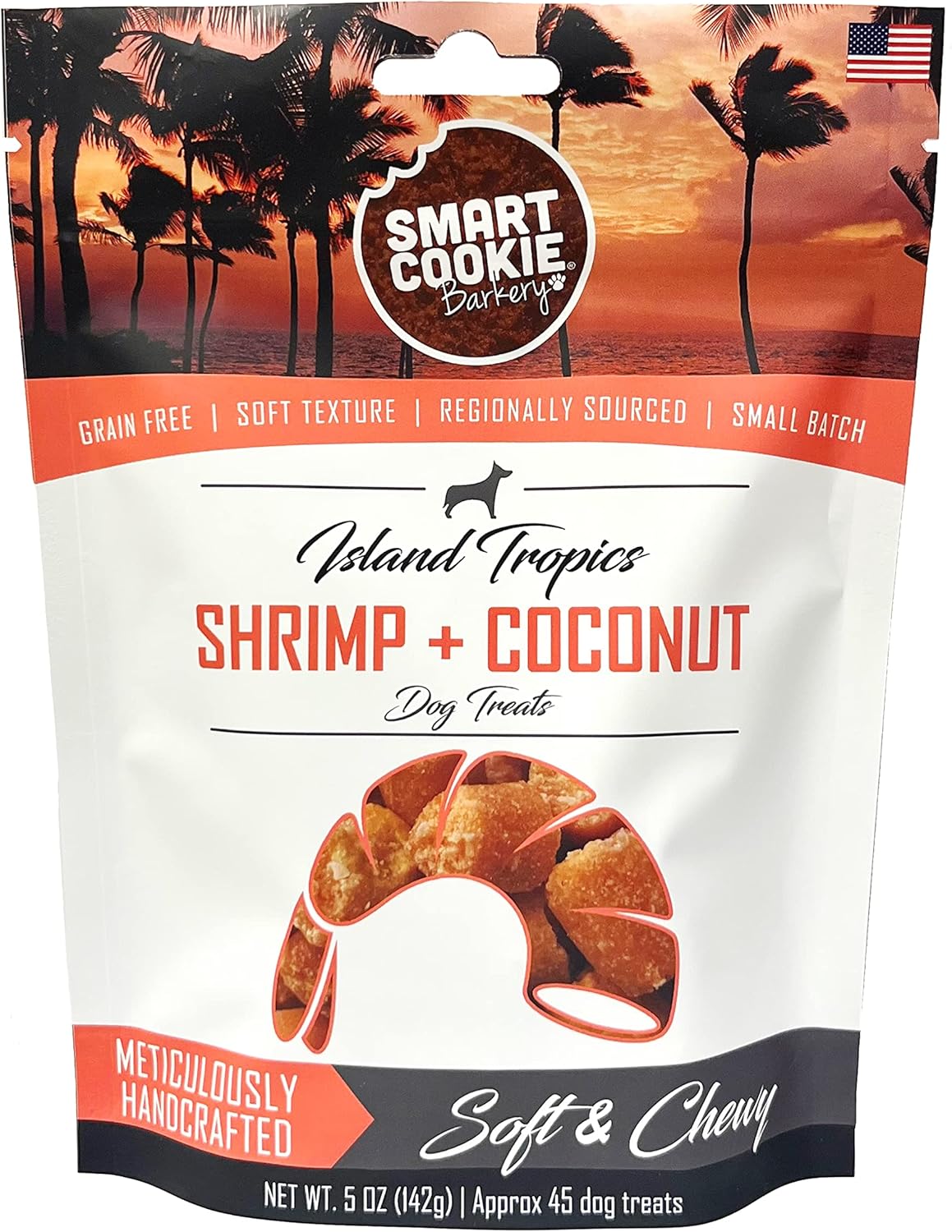 Smart Cookie All Natural Dog Treats - Shrimp & Coconut - Healthy Dog Treats For Allergies, Sensitive Stomachs - Soft Dog Treats, Chewy, Grain Free, Human-Grade, Made In The Usa - 5Oz Bag, 1 Pack