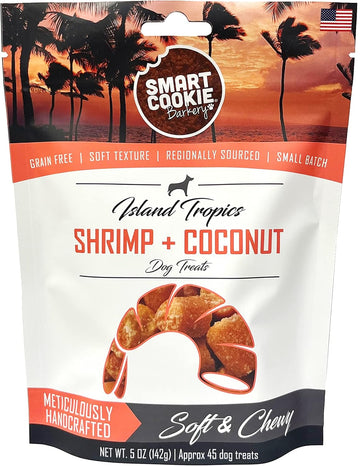 Smart Cookie All Natural Dog Treats - Shrimp & Coconut - Healthy Dog Treats For Allergies, Sensitive Stomachs - Soft Dog Treats, Chewy, Grain Free, Human-Grade, Made In The Usa - 5Oz Bag, 1 Pack