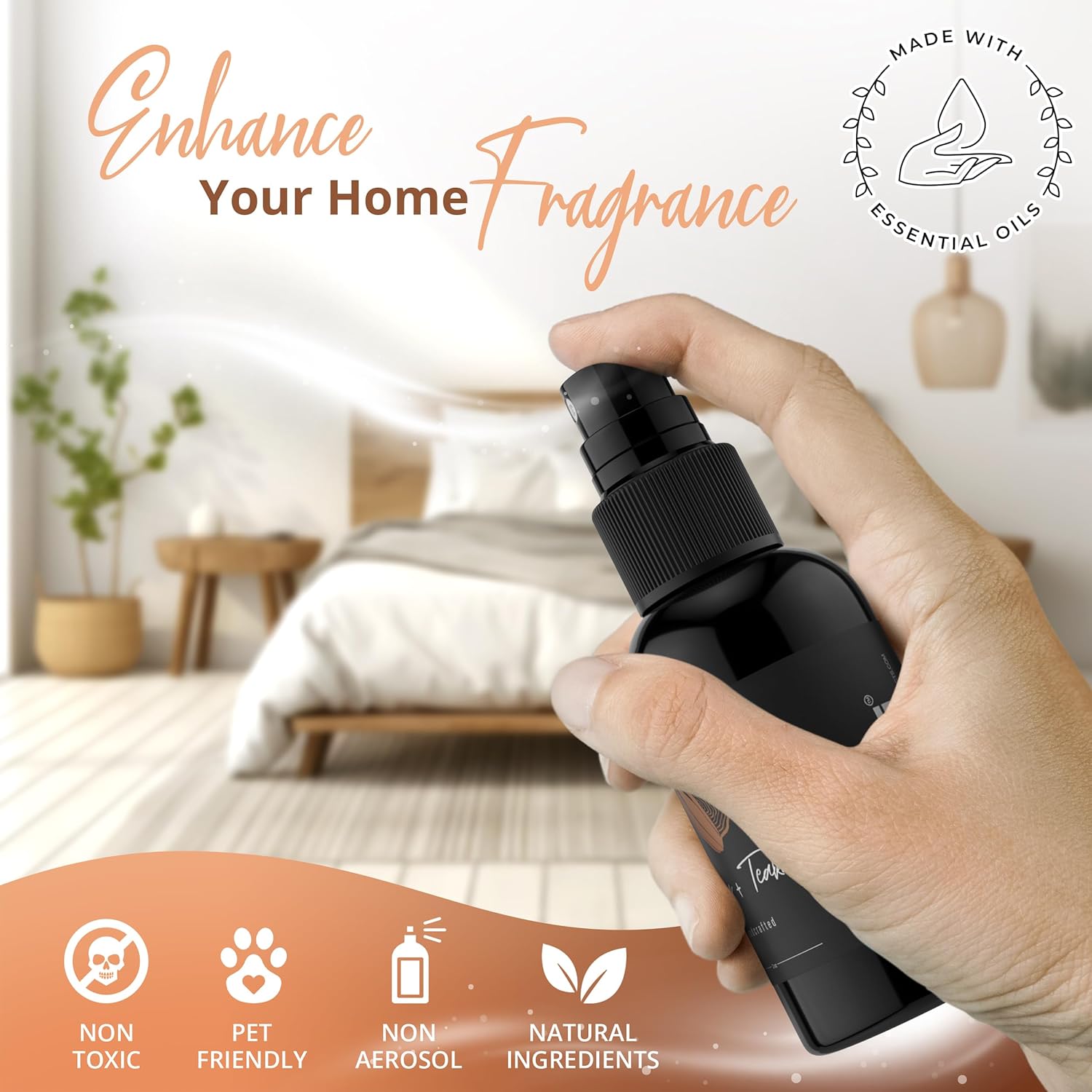 Bathroom and General Room Spray, Long Lasting Fragrance (Mahogany Teakwood, 3 Pack) : Health & Household