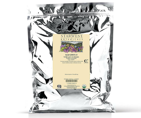 Starwest Botanicals Organic Thyme Leaf Cut, 1-pound Bag : Herbal Supplements : Grocery & Gourmet Food