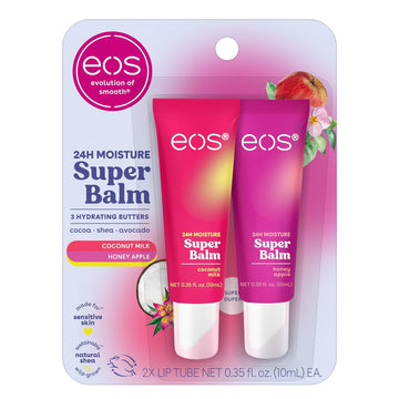 eos 24H Moisture Super Balm- Coconut Milk & Honey Apple, Lip Mask, Day or Night Lip Treatment, Made for Sensitive Skin, 0.35 fl oz, 2-Pack