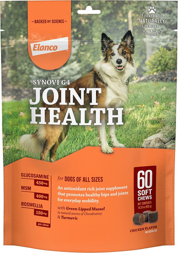 Synovi G4 Dog Joint Supplement Chews, 60-Count, For Dogs Of All Ages, Sizes And Breeds