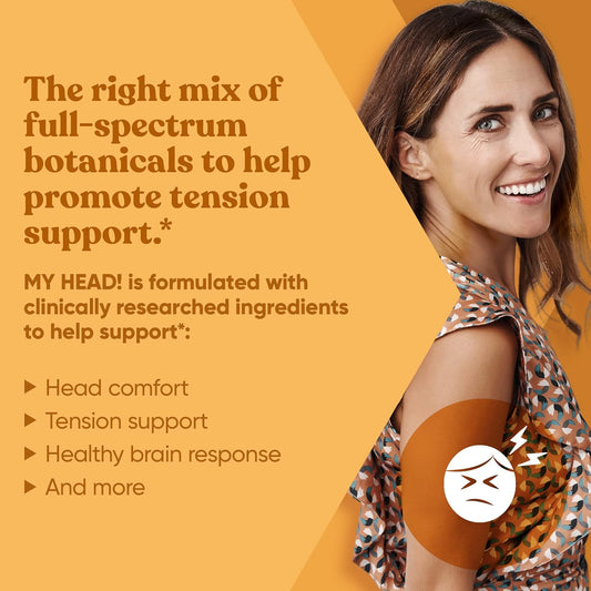 My Head! Headache Vitamins – Sensitivity, Tension, Comfort, Healthy Head Function For A Clear Mind – Fast Acting Magnesium, Butterbur, Feverfew, Boswellia, Vitamin D, Ginger, & More – 60 Soft Capsules