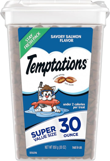 Temptations Classic Crunchy And Soft Cat Treats Savory Salmon Flavor, 30 Oz. Tub