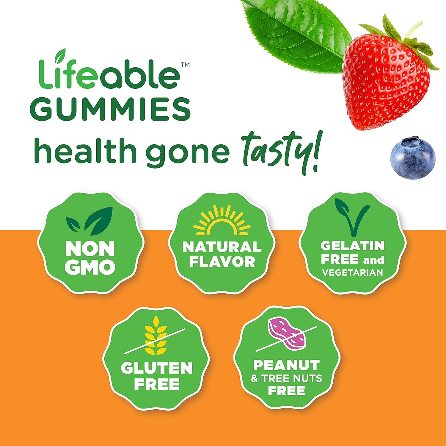 Lifeable Prebiotic Fiber Supplement Gummies 5g - Great Tasting Natural Flavored Gummy - Gluten Free, Vegetarian, GMO-Free Chewable - 90 Gummies - 45 Doses : Health & Household