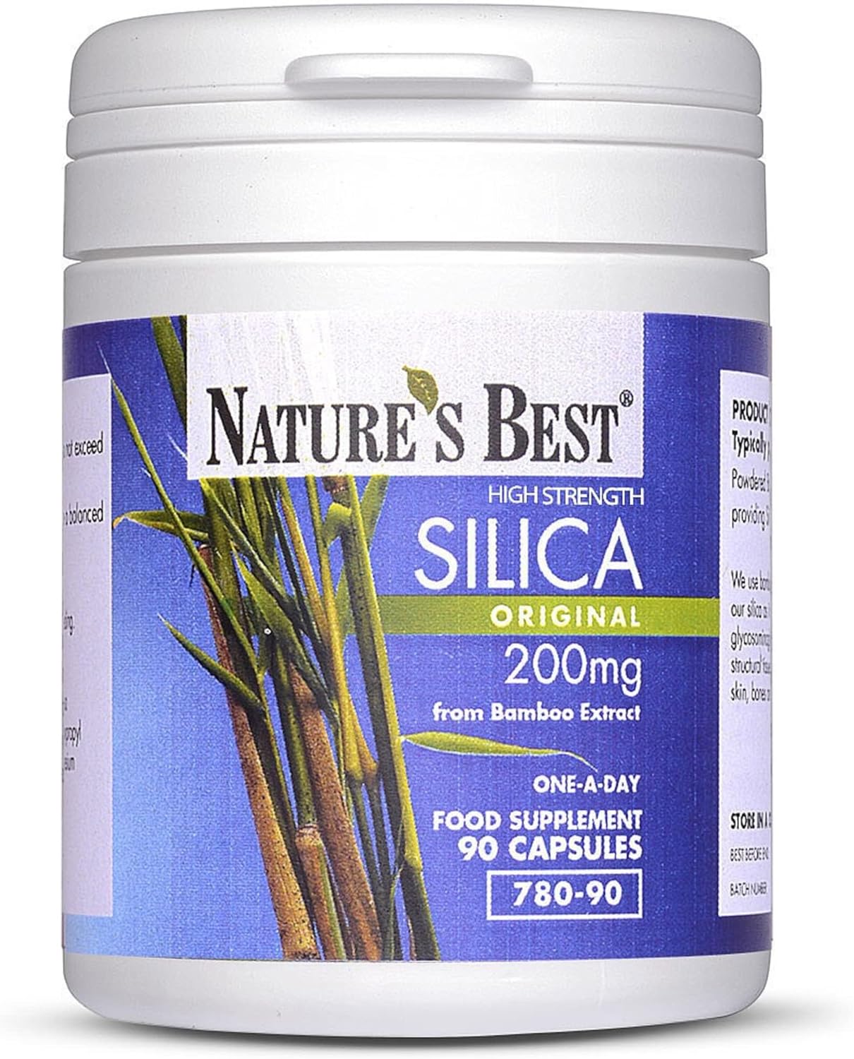 Silica 200Mg | High Strength Naturally Sourced Silica Supplement | For Skin Health And Mobility | 90 One-A-Day, Vegan Capsules | From Bamboo Extract | Uk Made