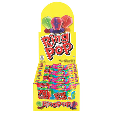 Ring Pop Individually Wrapped Bulk Lollipop Variety Party Pack – 24 Count Lollipop Suckers W/ Assorted Flavors - Fun Candy For Birthdays And Celebrations