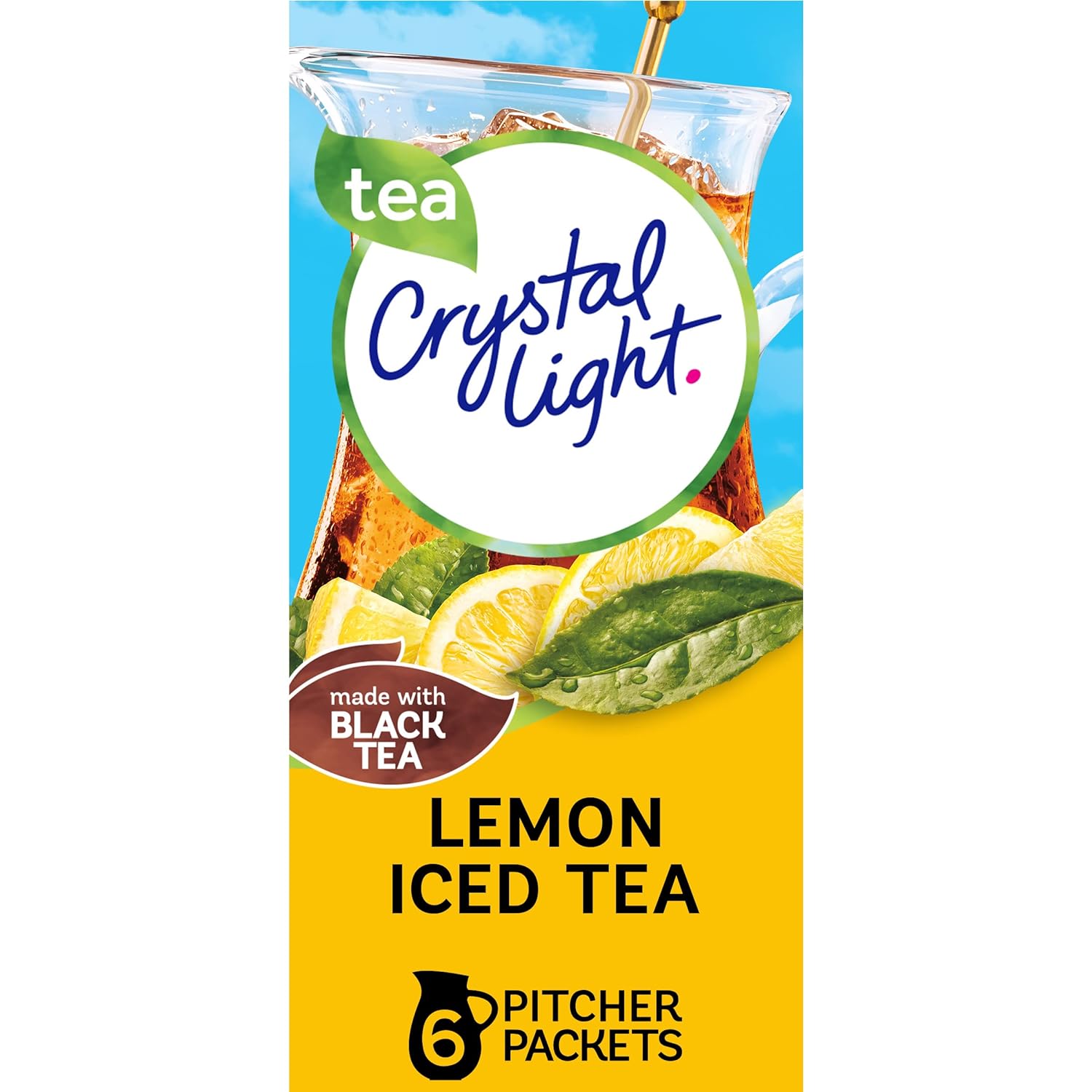 Crystal Light Sugar-Free Lemon Iced Tea Naturally Flavored Powdered Drink Mix, 6 Count (Pack Of 12)