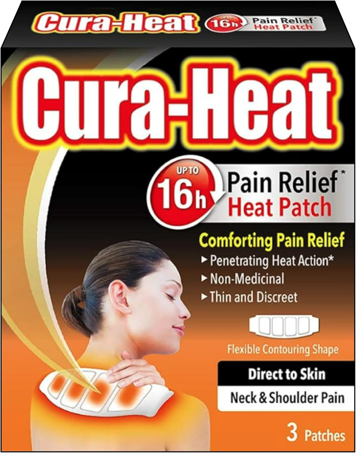 Cura-Heat Neck And Shoulder Pain Direct-To-Skin 3 Patches