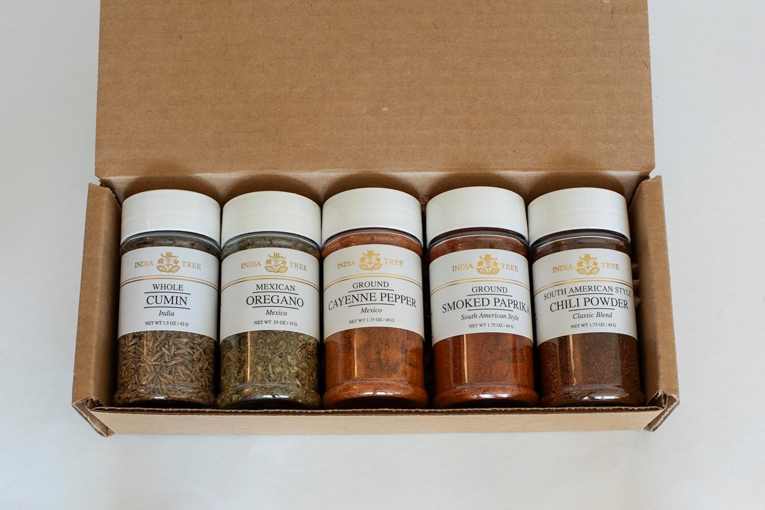 India Tree Southwest Spice Gift Pack - Chili Powder, Smoked Paprika, Cayenne Pepper, Oregano, And Cumin - 7.1 Ounces Total