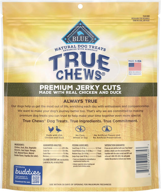 Blue Buffalo True Chews Premium Jerky Cuts Natural Dog Treats, Duck 22 Oz Bag