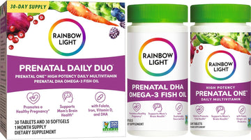 Rainbow Light Prenatal Daily Duo Multivitamin Kit, With Prenatal One Daily Multivitamin And Prenatal Dha Omega-3 Fish Oil For Mom'S Health And Baby'S Development Support, 30 Count