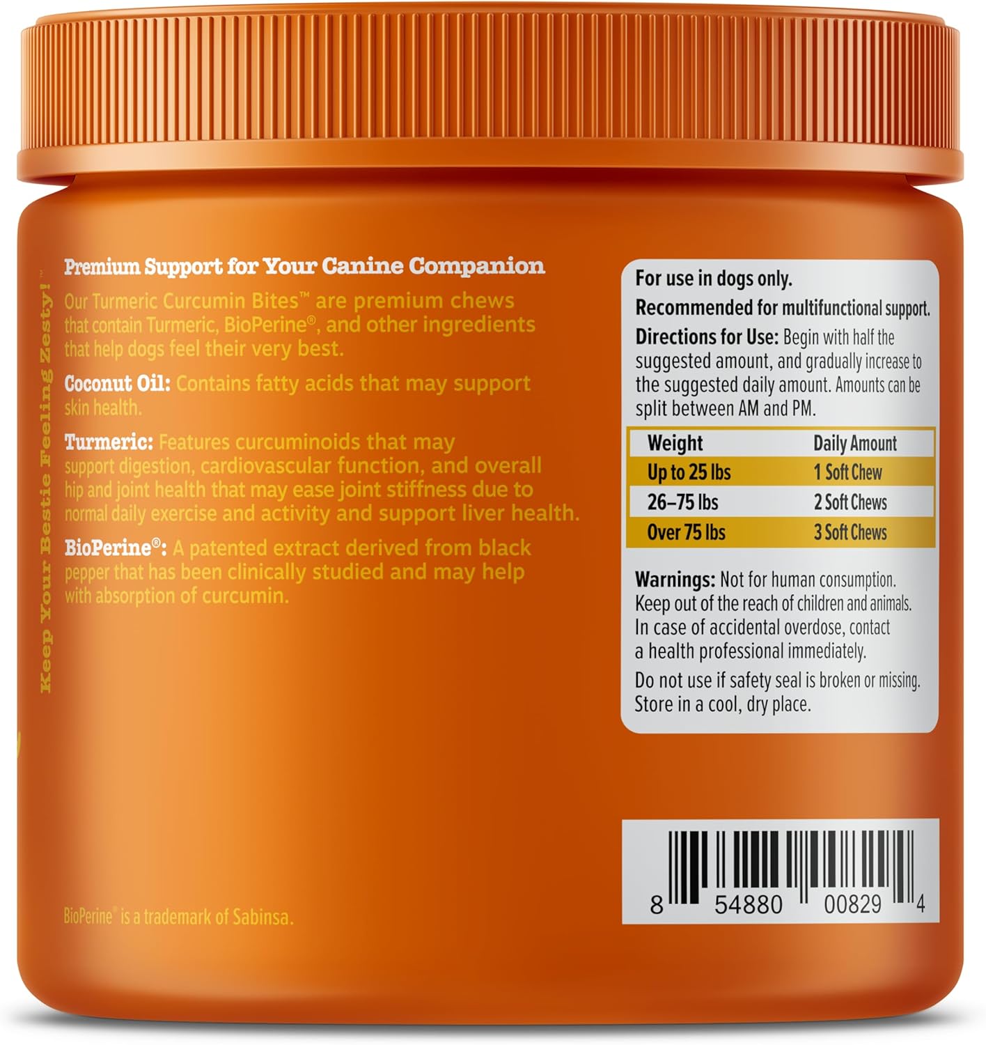 Zesty Paws Turmeric Curcumin for Dogs - for Hip & Joint Mobility Supports Canine Digestive Cardiovascular & Liver Health - Coconut Oil for Skin Health with 95% Curcuminoids + BioPerine Bacon, 90 Count