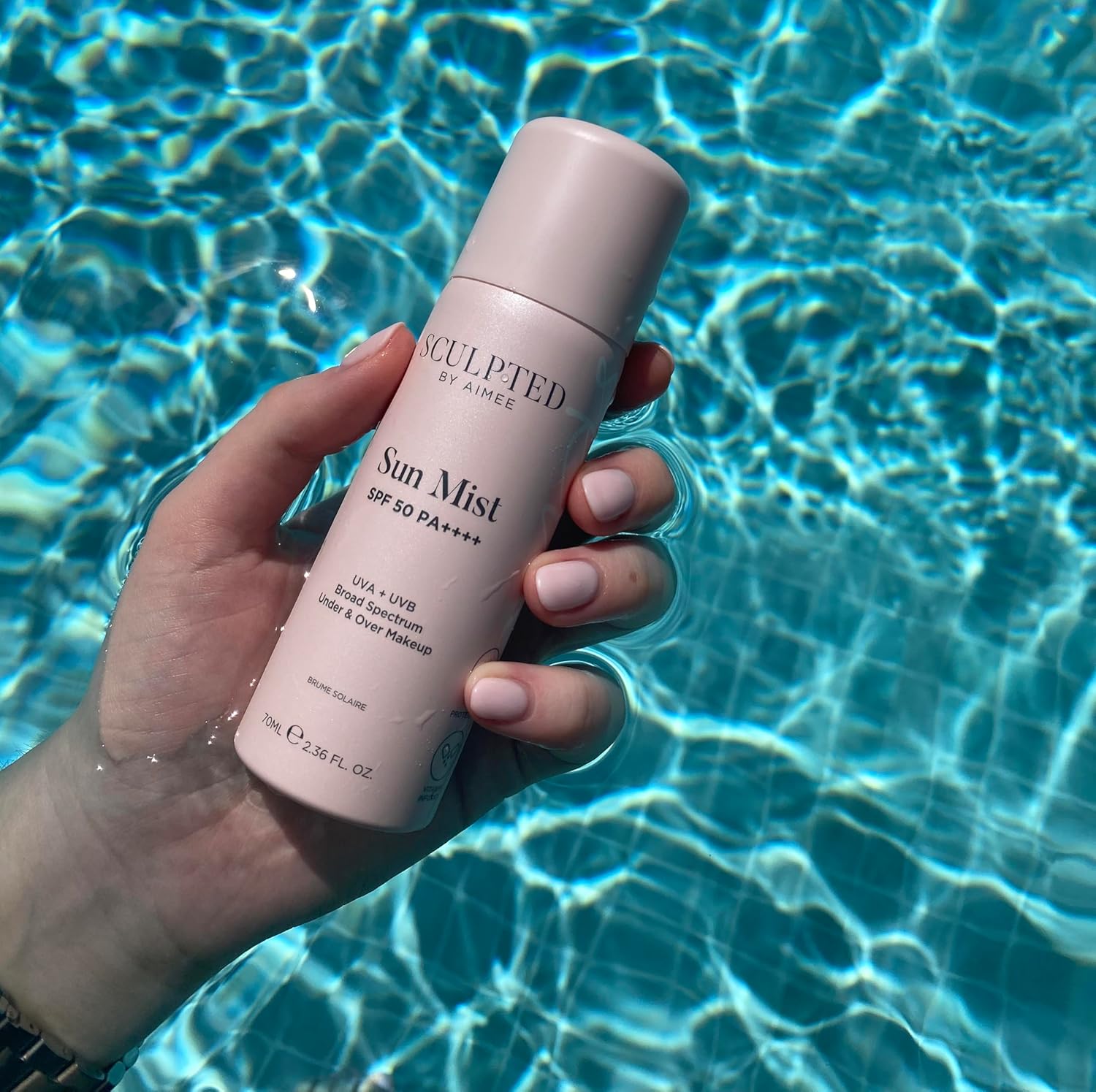 Sun Mist Spray with SPF 50 from Sculpted by Aimee - 70ml Invisible Facial SPF 50 Spray Mist for Under and Over Makeup Hydration, Sun Protection, and Refreshing the Skin with Apricot Oil and Vitamin E : Amazon.co.uk: Beauty