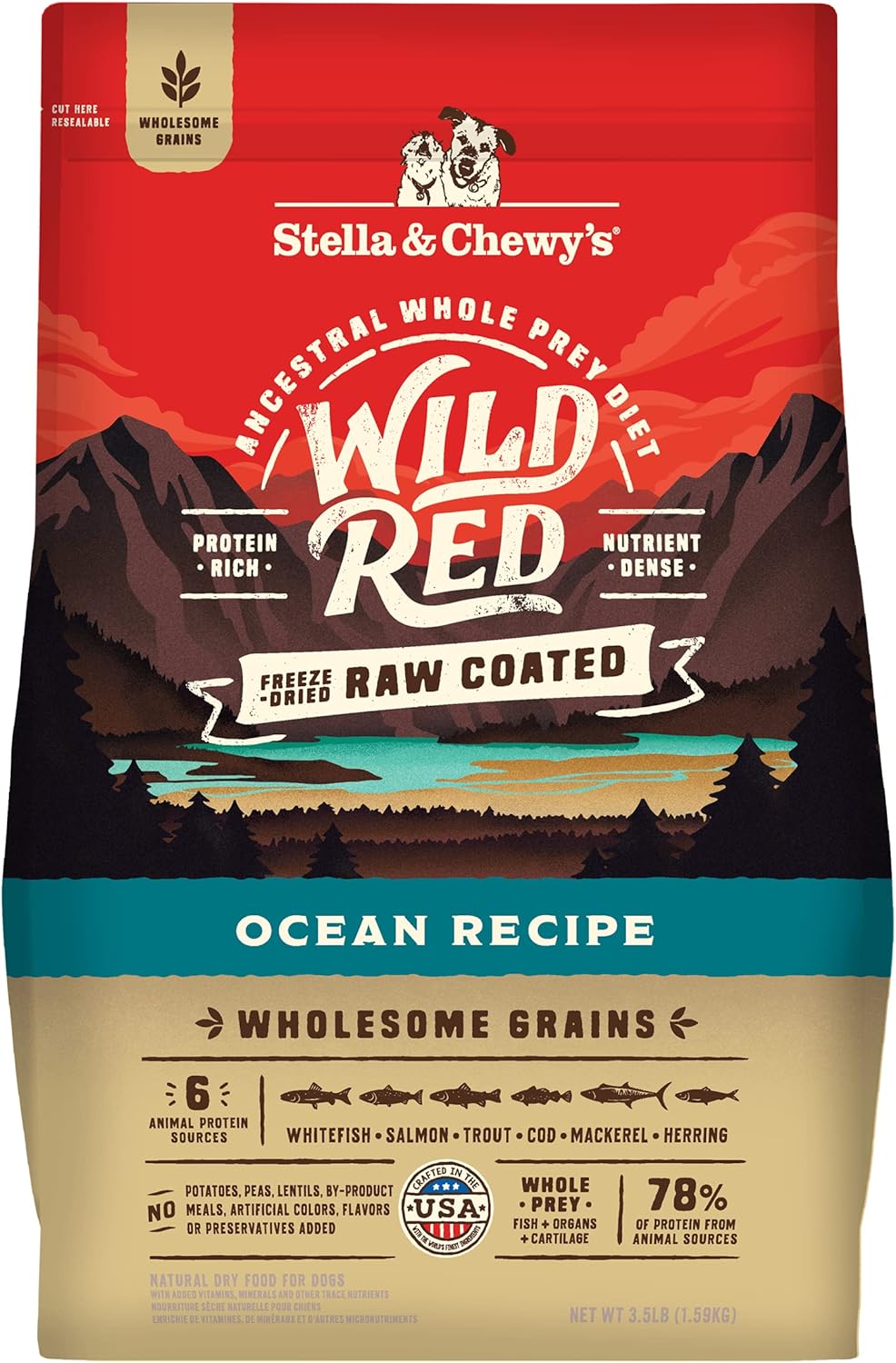 Stella & Chewy'S Wild Red Dry Dog Food Raw Coated High Protein Wholesome Grains Ocean Recipe, 3.5 Lb. Bag