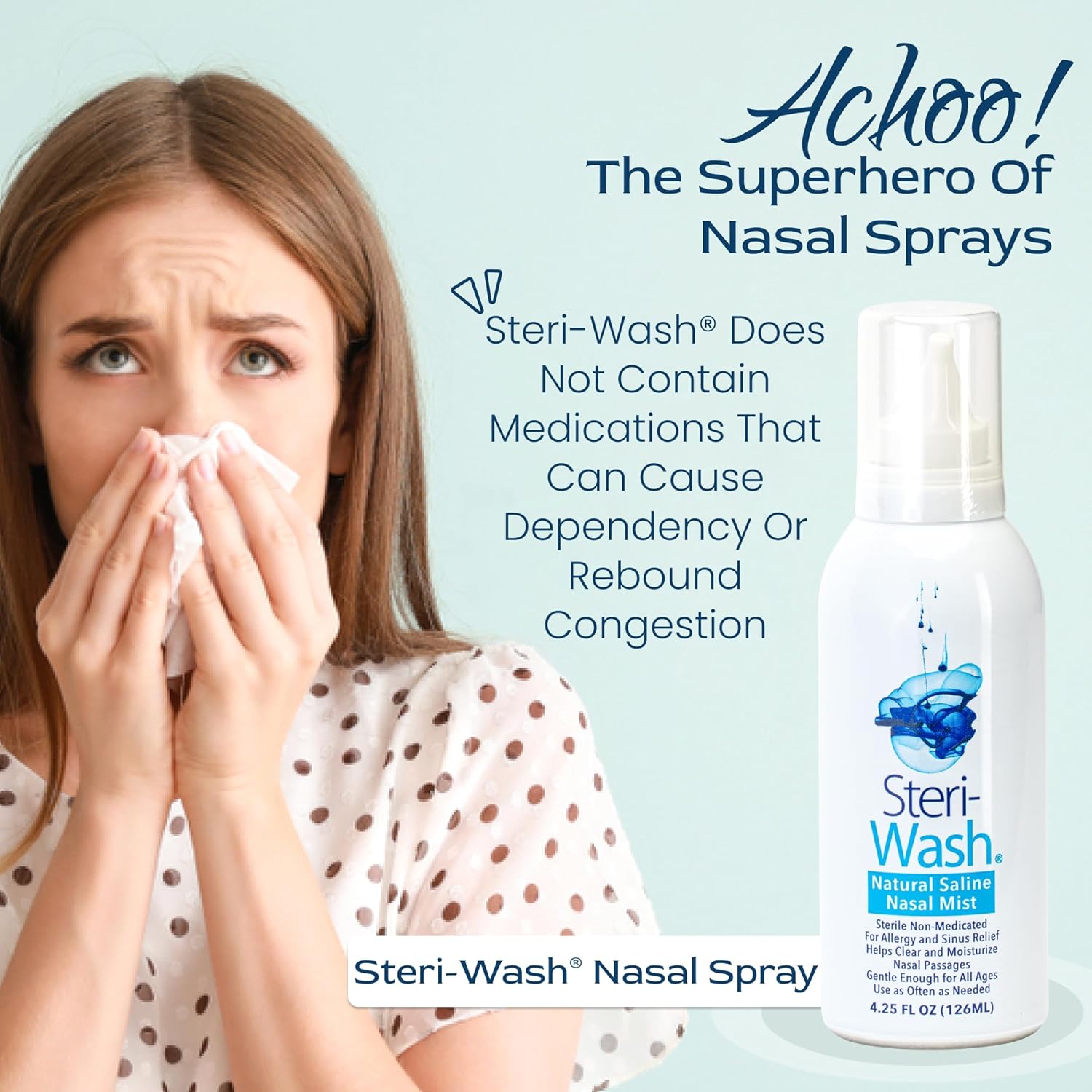 STERI - WASH® Sterile Saline Nasal Spray 4.25 Oz : Health & Household
