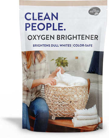 Clean People Natural Oxygen Brightener Stain Remover - Natural Bleach Alternative, Plant Derived Ingredients, Brightens Dull Whites And Colors - Natural Stain Remover For Laundry - 41 Oz
