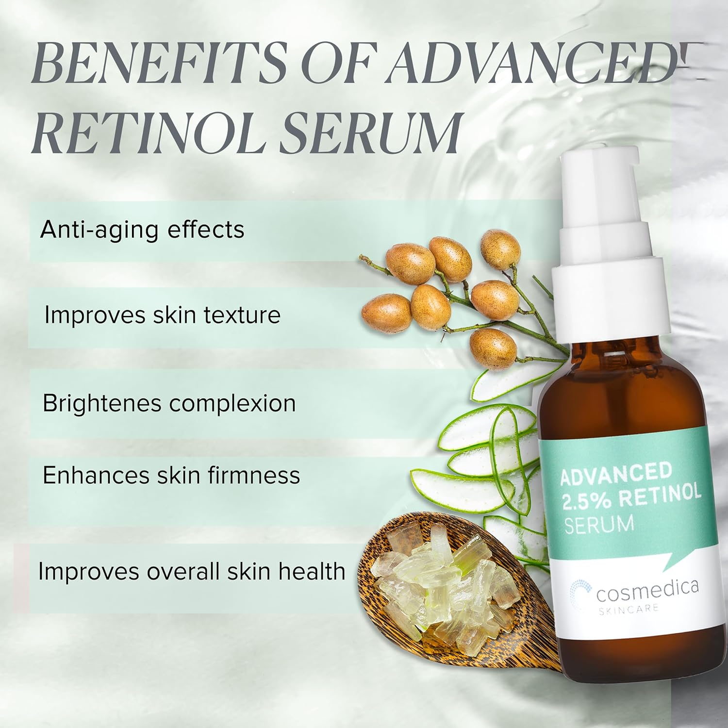Cosmedica Skincare'S Advanced 2.5% Retinol Serum W/Green Tea, Hyaluronic Acid & Vit E - Anti-Aging, Skin Revitalizing, Hydrating Serum For Fine Lines, Wrinkles, Discoloration, And Acne Scars, 1Oz : Beauty & Personal Care