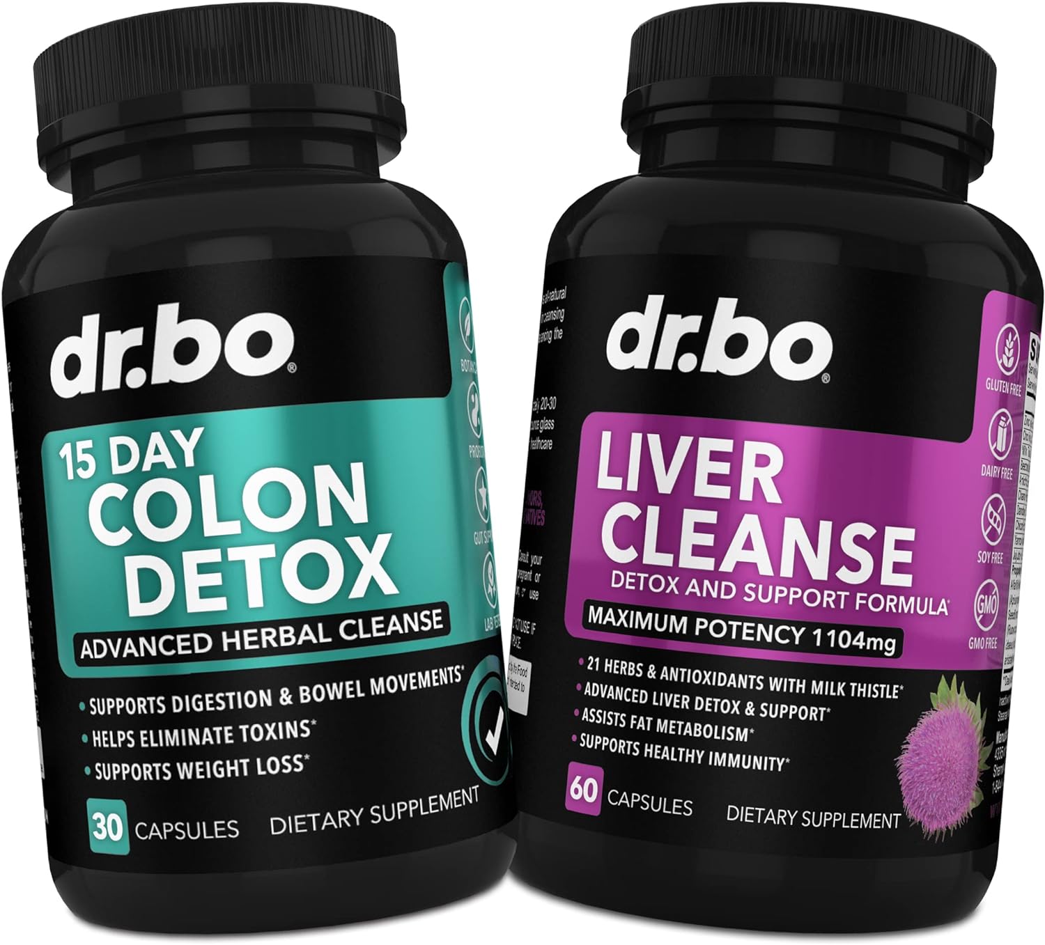 Colon & Liver Cleanse Detox Support Supplement - 15 Day Intestinal Cleanse Pills & Probiotic for Bloating & Daily Constipation Relief - Milk Thistle Dandelion Caps & Aid Gallbladder Supplements