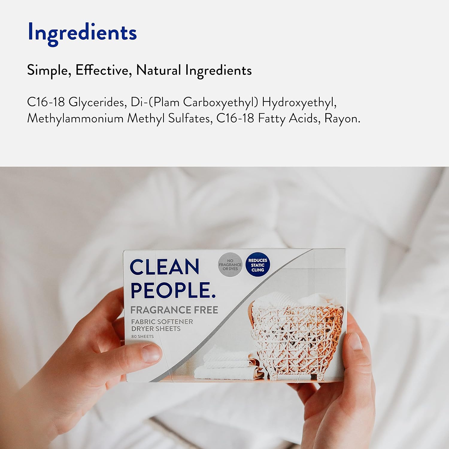 The Clean People Fabric Softener Sheets - Dryer Sheets - Softens & Removes Static Cling - Vegan Laundry Softener, Fragrance Free - Unscented, 160Pack