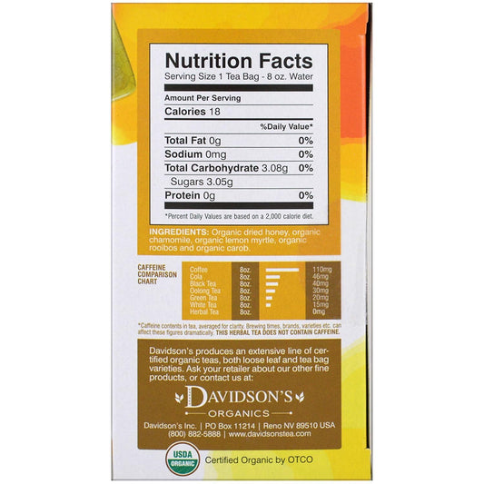 Davidson'S Organics, Meyer Lemon, 25-Count Tea Bags, Pack Of 6