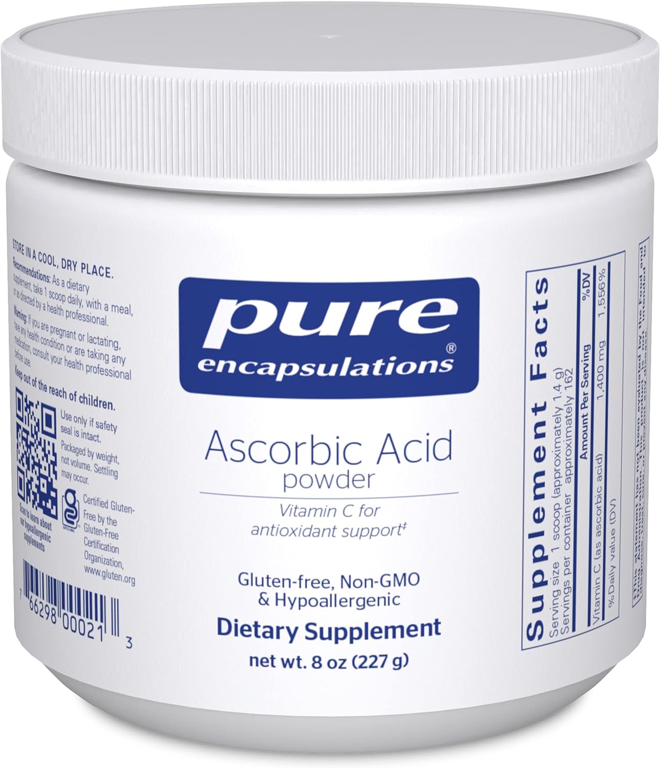 Pure Encapsulations Ascorbic Acid Powder | Hypoallergenic Vitamin C Supplement For Antioxidant Support* | 8 Ounces