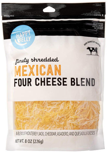 Amazon Brand - Happy Belly Shredded Mexican Four Cheese Blend, 8 Oz