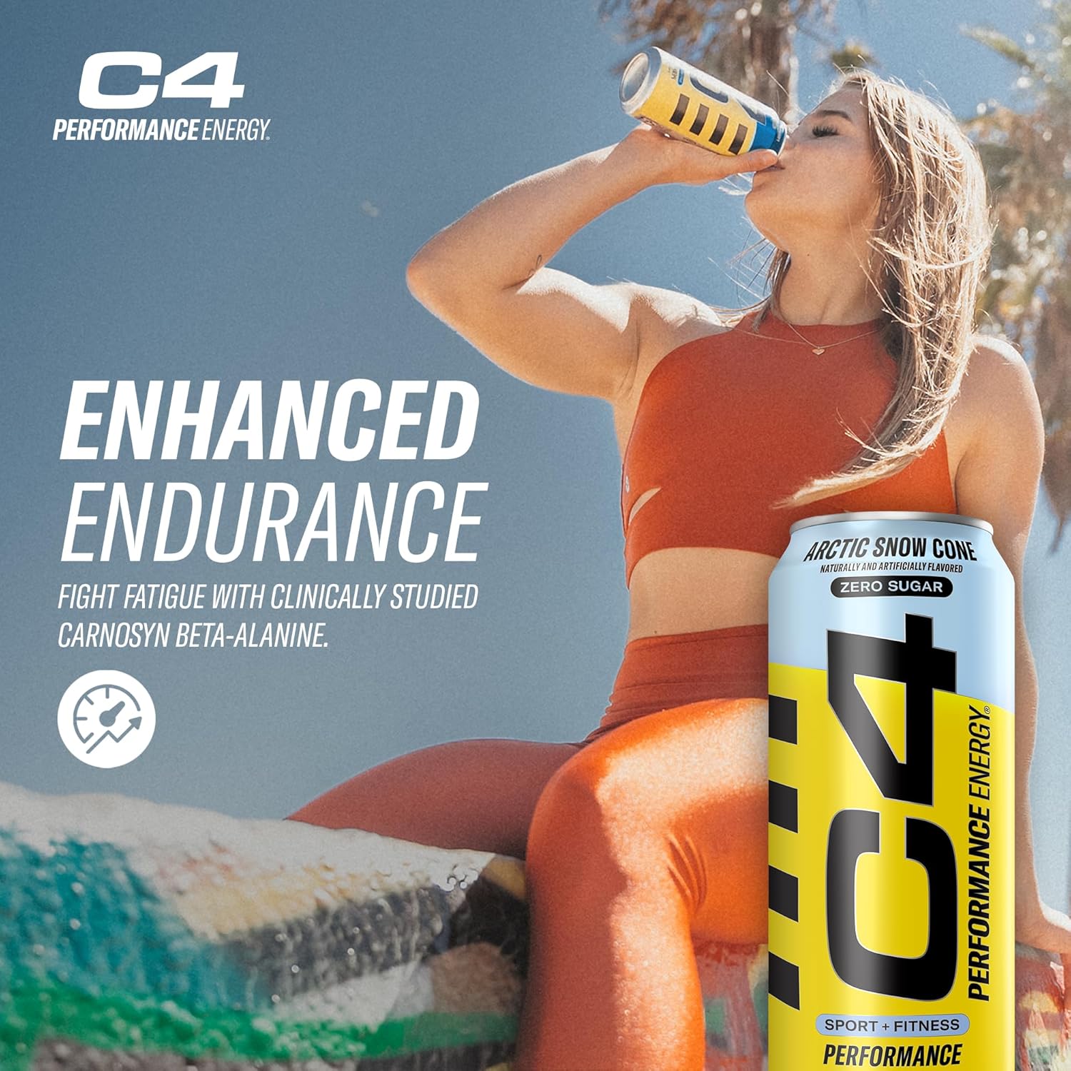 C4 Performance Energy Drink | Zero Sugar Carbonated Preworkout Energy | 200mg Caffeine with Beta Alanine | Artic Snow Cone | 16 Fl Oz (12 Pack) : Health & Household