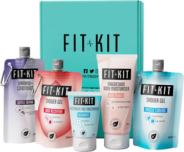 Fit Kit Muscle Recovery Gift Set For Men | Bath & Body Care Box For Father & Dad | Mens & Womens Shower Gels, Face Moisturiser & Hair Growth Shampoo | Toiletries Gifts For Him, Her, Grandad Or Stepdad