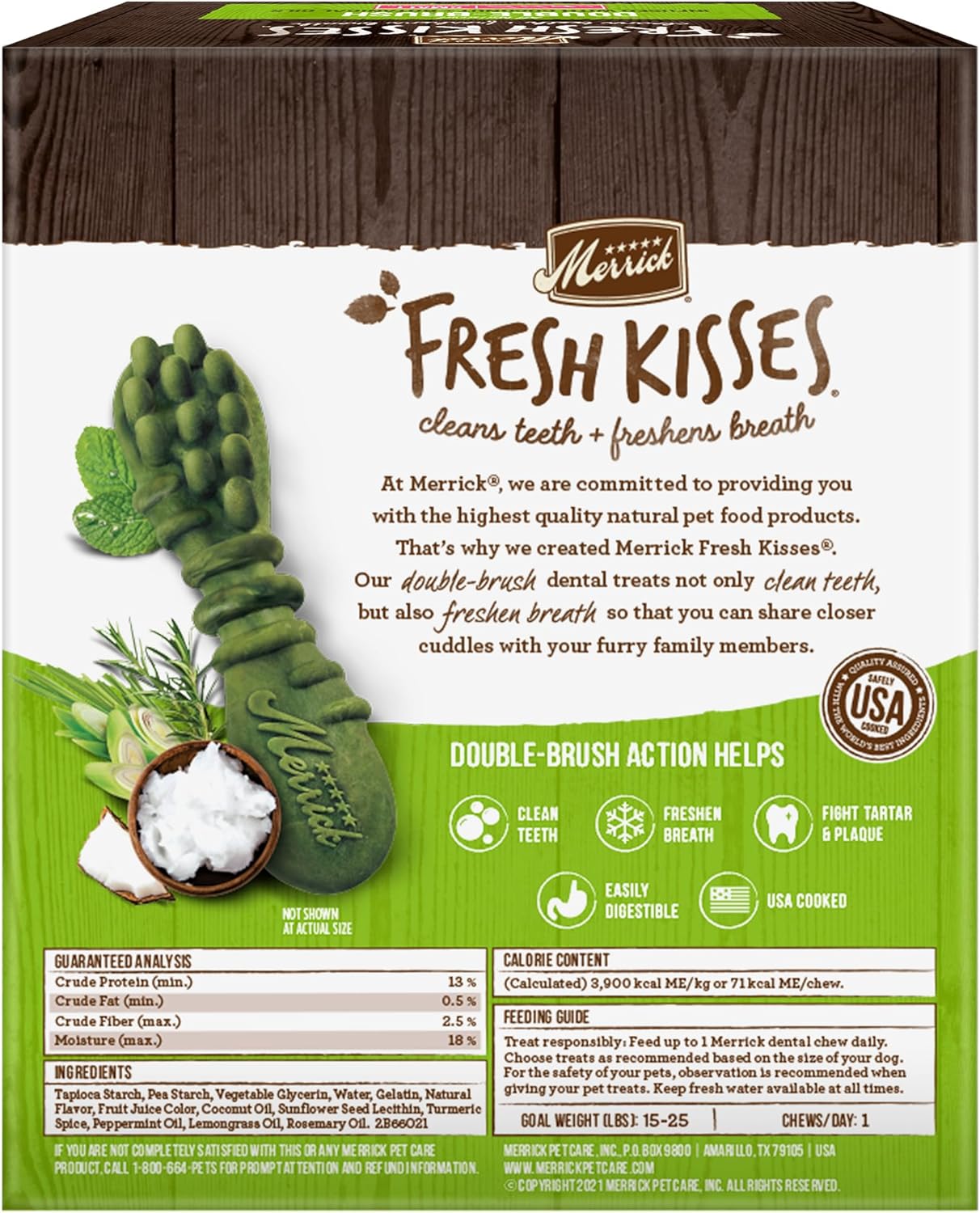 Merrick Fresh Kisses Natural Dental Chews Infused With Coconut And Botanical Oils For Small Dogs 15-25 Lbs - 36 ct. Box