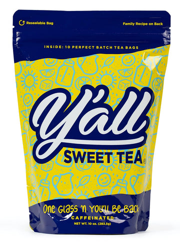 Y'All Sweet Tea - Iced Tea Bags One Gallon Size In 10 Gallons Per Pack Quick Brew Authentic Southern Ice Tea | As Seen On Shark Tank (Caffeinated)
