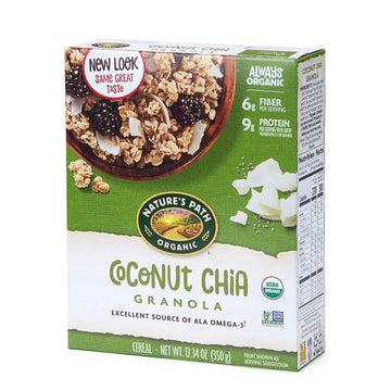 Nature's Path Organic Coconut Chia Granola, 12.34 Ounce, Non-GMO, 30g Whole Grains, with Omega-3 Rich Chia Seeds