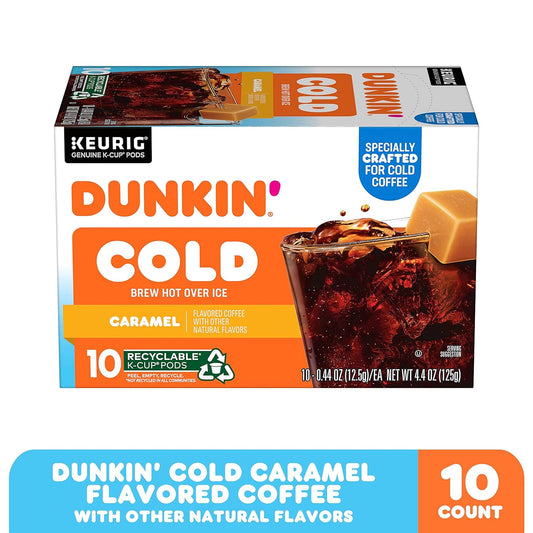 Dunkin' Cold Caramel Flavored Coffee, 10 Keurig K-Cup Pods