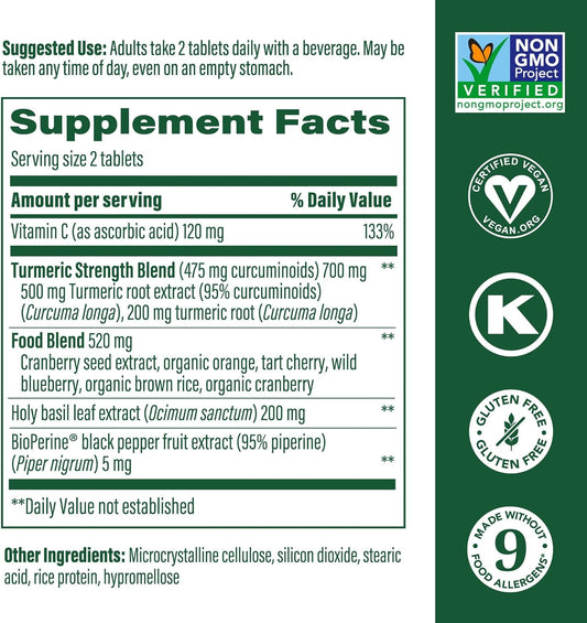 Megafood Whole Body Turmeric Curcumin Supplement - Turmeric Supplement With Black Pepper & Vitamin C - 475 Mg Curcuminoids Per Serving - Antioxidant & Immune Support - Vegan - 60 Tablets, 30 Servings