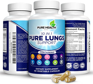 10 in 1 - Lung Detox & Cleanse for Smokers - Quit Smoking Aid - All-Natural Detox for Smokers, Promoting Clear Lungs & Lung Support - Vegan Supplement for Lung Detox; Supports Respiratory Health