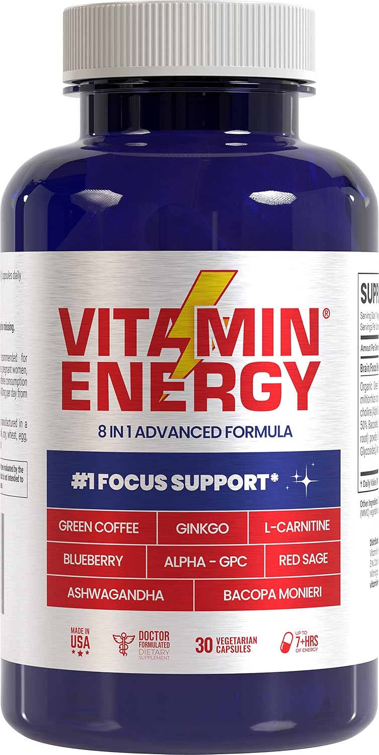 Vitamin Energy Focus+ Energy Capsules, Up To 7+ Hours Of Energy, 30 Capsules, 1 Pack