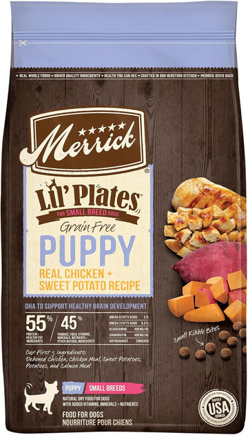 Merrick Lil’ Plates Premium Grain Free Dry Puppy Food For Small Dogs, Real Chicken And Sweet Potato Kibble - 4.0 Lb. Bag