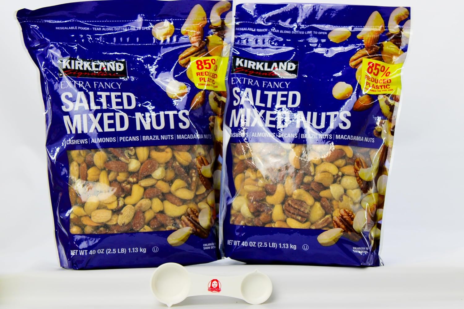 Kirkland Signature Extra Fancy Mixed Nuts, Salted (40 oz) - 2 Pack with Bonus Sophley Measuring Spoon