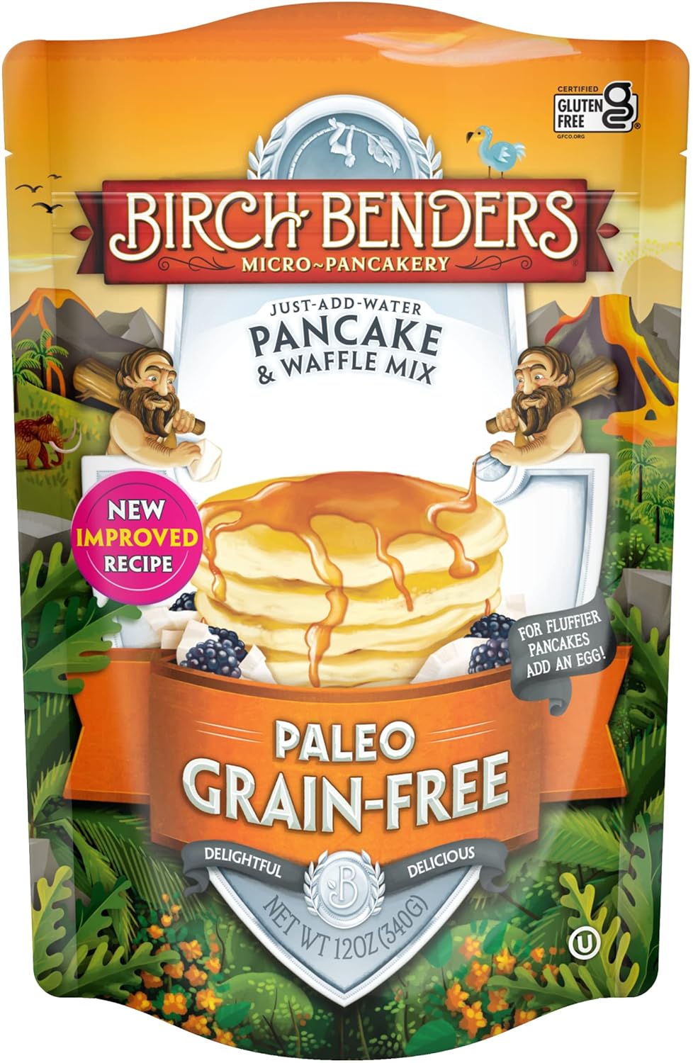 Paleo Pancake & Waffle Mix by Birch Benders, Kosher, Gluten-free, 12 oz Bag
