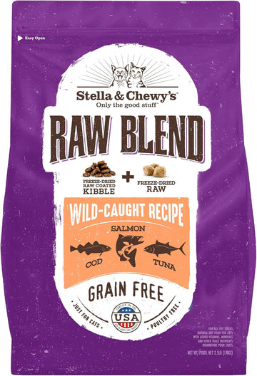 Stella & Chewy'S Raw Blend Premium Kibble Cat Food – Grain Free, Protein Rich Meals – Wild-Caught Fish Recipe – 2.5 Lb. Bag