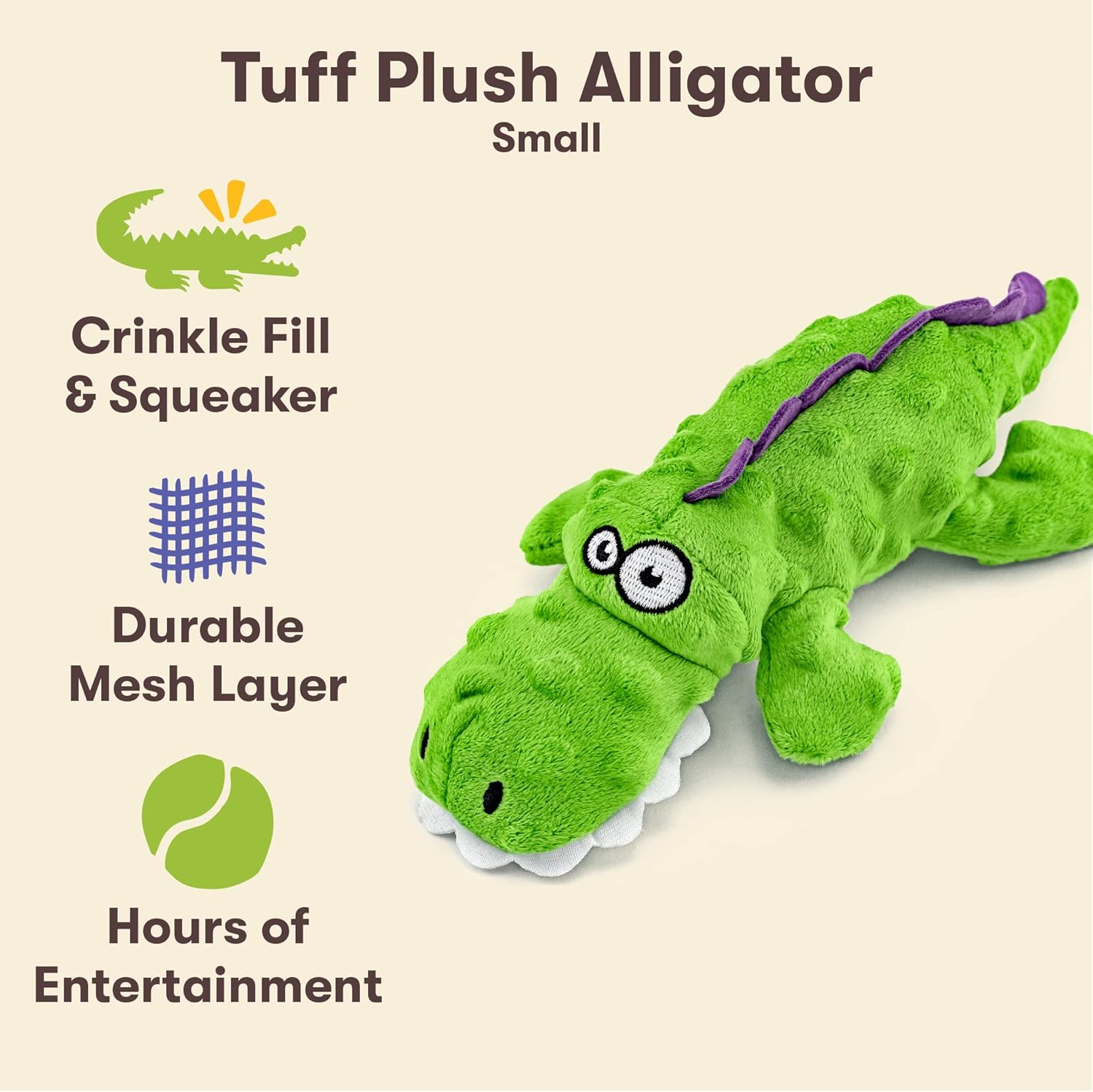 Pet 'n Shape Tuff Plush Gator Dog Toy, Small : Pet Supplies