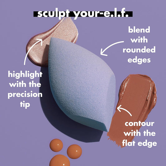 E.L.F. Precision Sculpting Sponge, 3-In-1 Sponge For Contouring And Blending To A Smooth Finish, Ideal For Cream And Powder Formulas, Vegan And Cruelty-Free