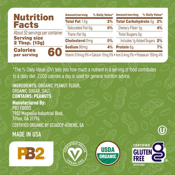 Pb2 24Oz Organic Powdered Peanut Butter - Usda Organic Certified, Non-Gmo Project Verified, Gluten-Free