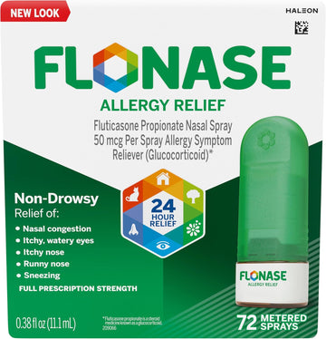 Flonase Allergy Relief Nasal Spray, 24 Hour Non Drowsy Allergy Medicine, Metered Nasal Spray - 72 Sprays - Fall And Seasonal Allergy Relief