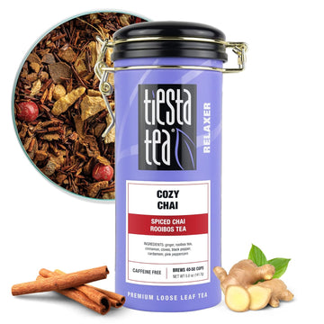 Tiesta Tea - Cozy Chai | Spiced Chai Rooibos Tea | Premium Loose Leaf Tea Blend | Caffeine Free Herbal Tea | Make Hot Or Iced & Up To 50 Cups - 5 Oz Refillable Tin Can