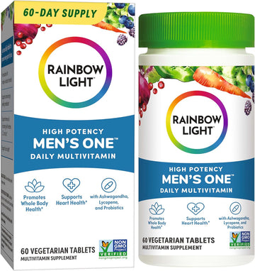 Rainbow Light Multivitamin For Men, Vitamin C, D & Zinc, Probiotics, Men'S One Multivitamin Provides High Potency Immune Support, Non-Gmo, Vegetarian, 60 Tablets