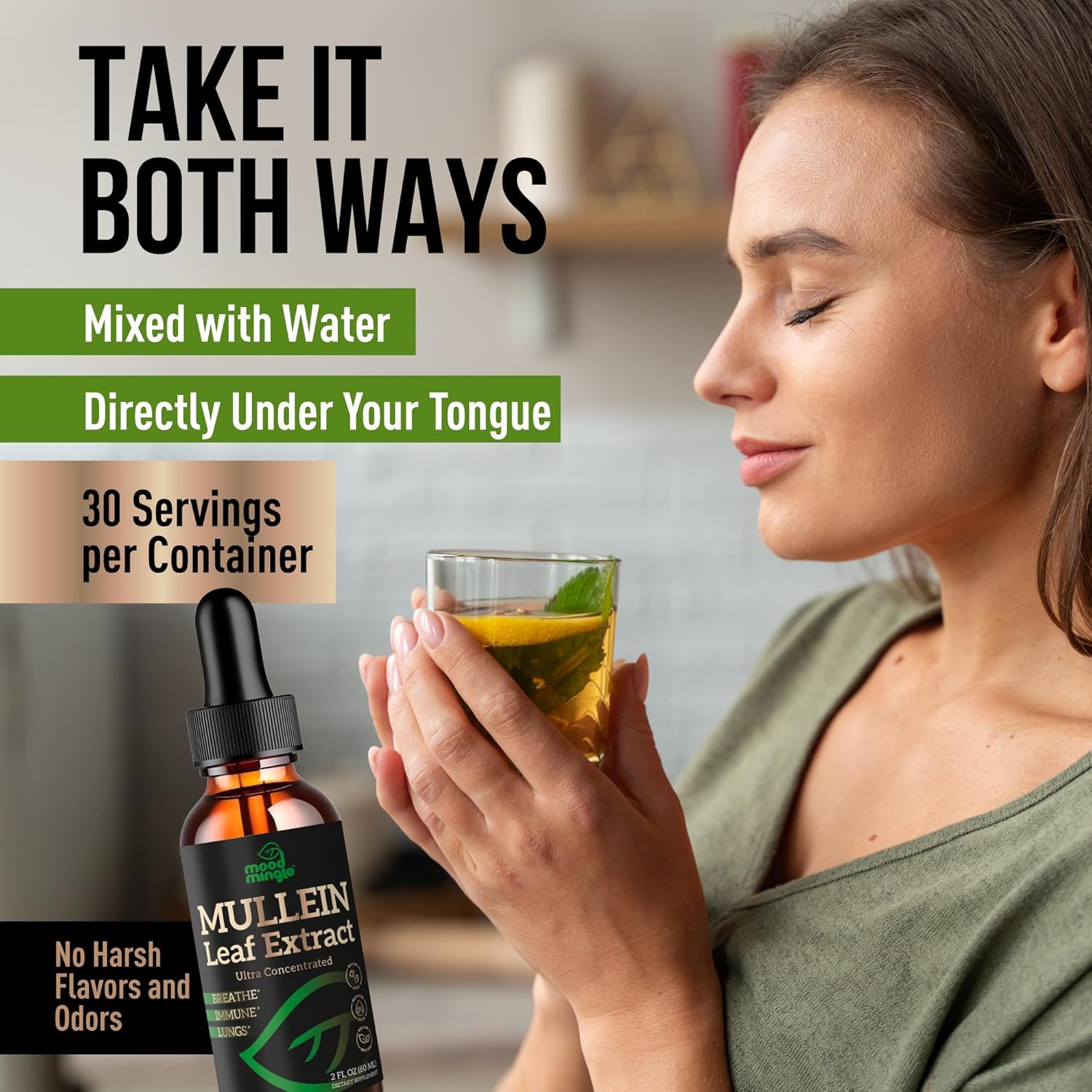 Mullein Leaf Extract For Lungs - Mullein Drops For Respiratory Health Support Lung Detox Cleanse - Vegan Sugar-Free Gluten Free - Liquid Supplement For Men Women 2Fl. Oz (60Ml) (1 Pack) : Health & Household