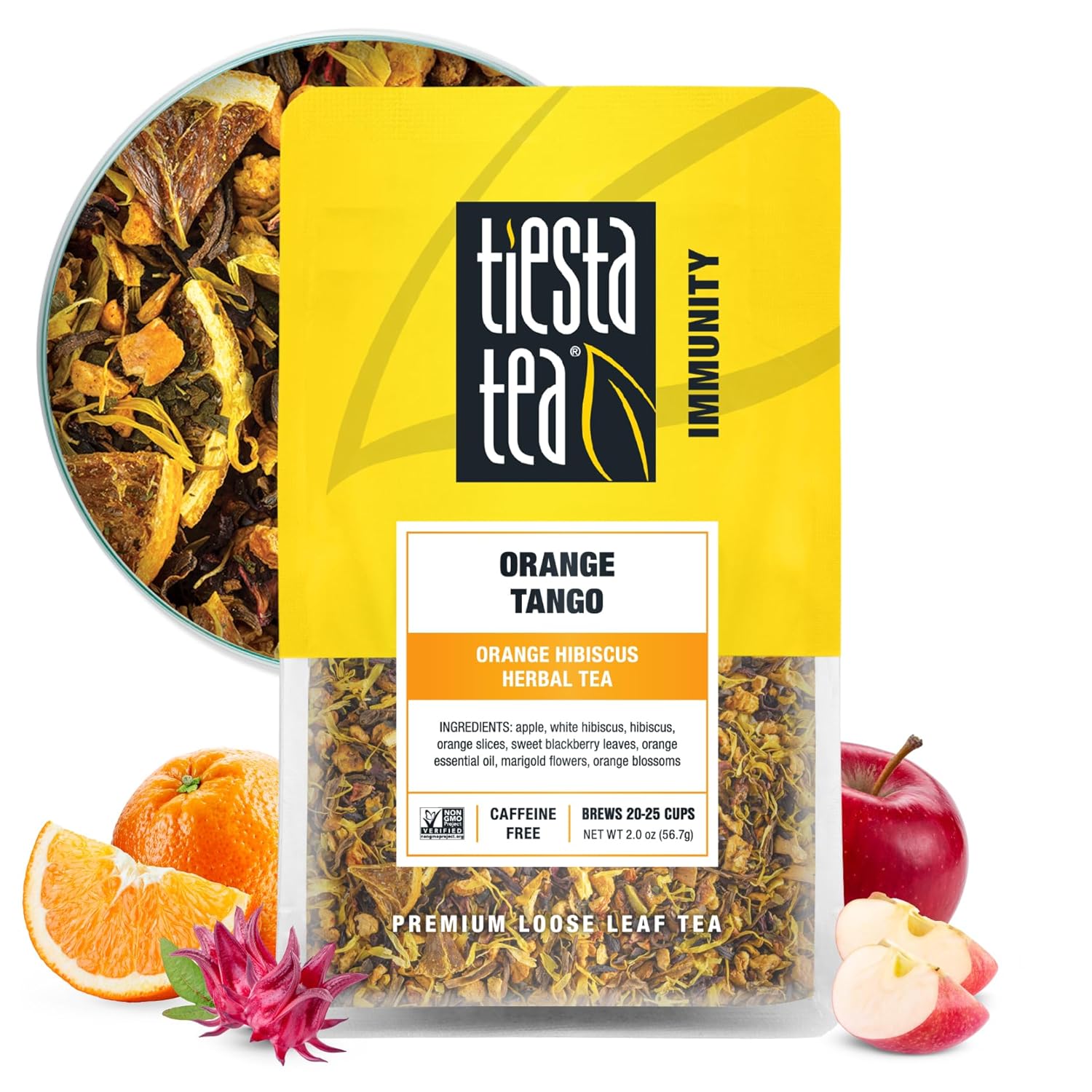 Tiesta Tea - Orange Tango | Orange Hibiscus Herbal Tea | Premium Loose Leaf Tea Blend | Non-Caffeinated Fruit Tea | Make Hot Or Iced & Up To 25 Cups | Made W/Natural Ingredients, 2Oz Resealable Pouch