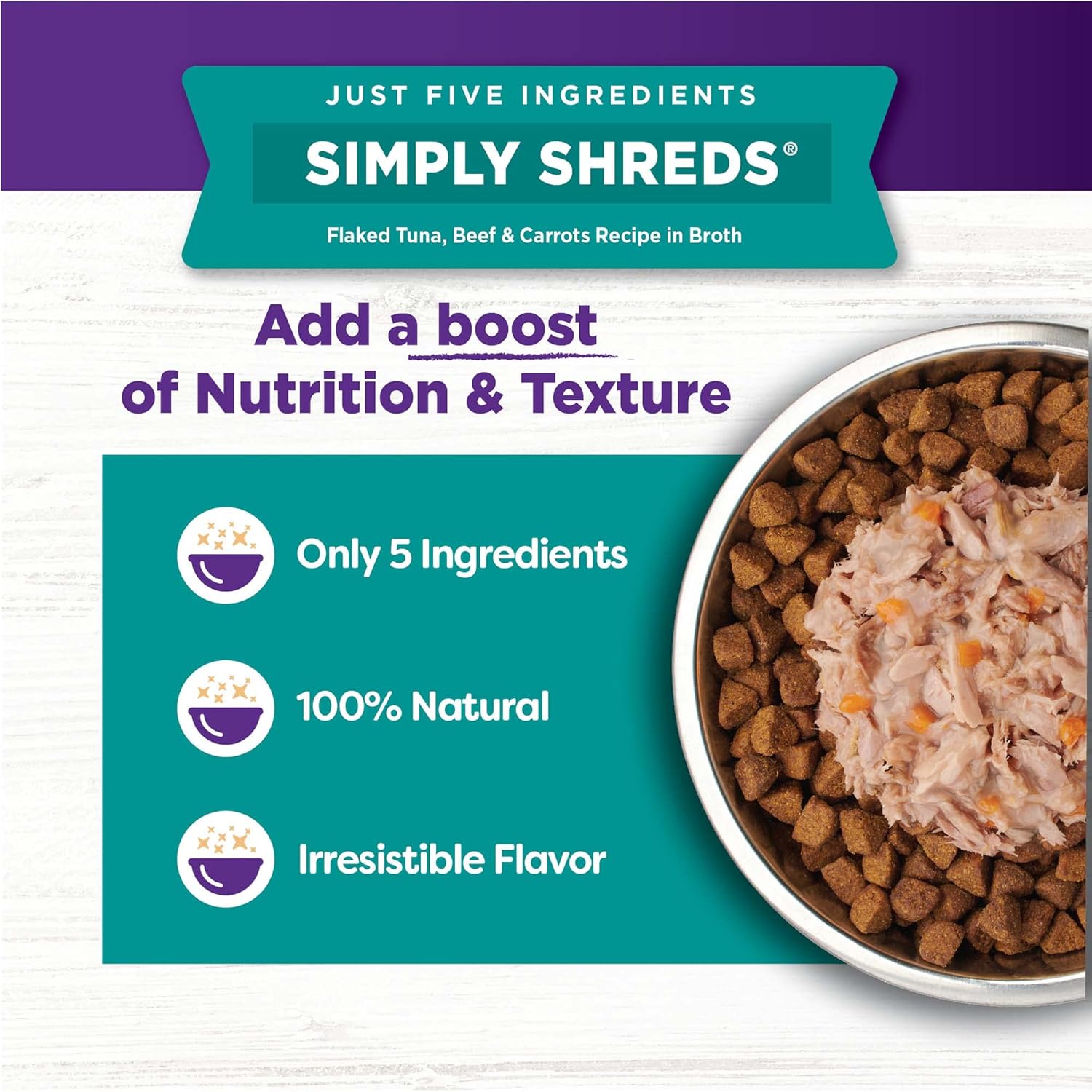 Wellness Bowl Boosters Simply Shreds Natural Grain Free Wet Dog Food Mixer or Topper, Tuna, Beef & Carrots, 2.8-Ounce Pouch (Pack of 12) : Health & Household